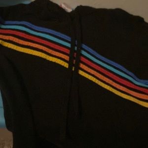 Large hoodie black with colored stripes